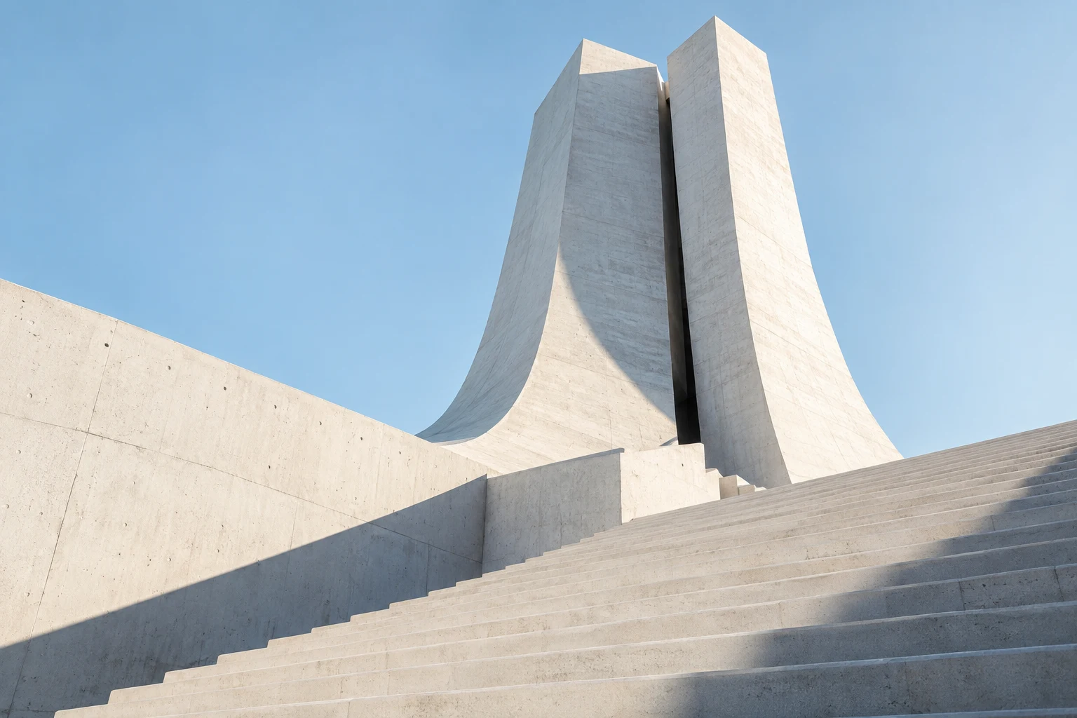 White concrete architecture against a blue sky